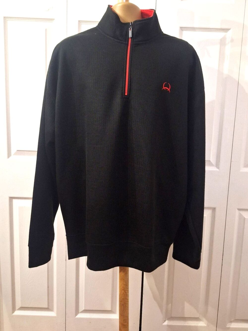 Cinch Pullover Mock Neck Men's Sz 2X Black Sweater Quarter 1/4 Zip Waffle Lined
